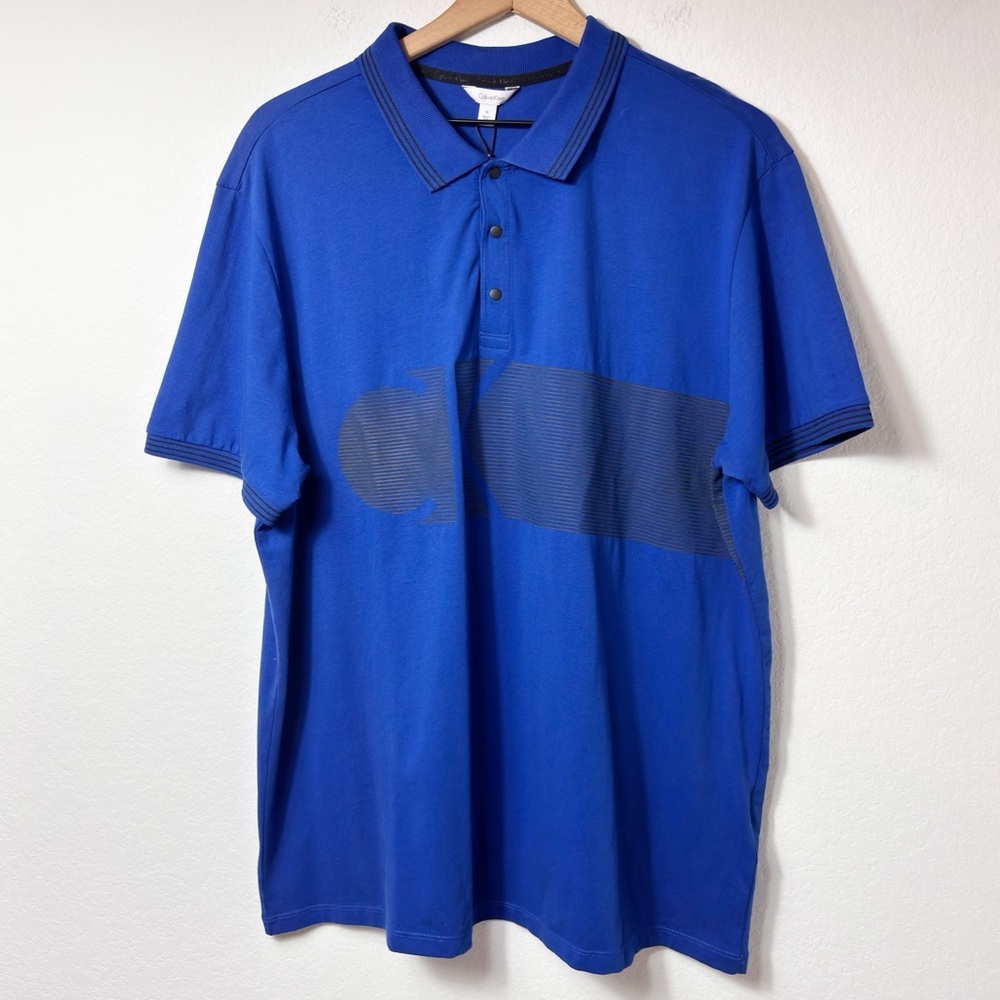 CALVIN KLEIN BLUE SHORT SLEEVE POLO MEN TOP SIZE XL BRAND NEW WITH TAGS